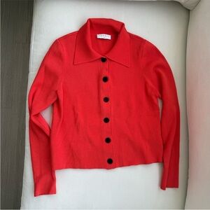 Sandro Red Button-Up Cardigan